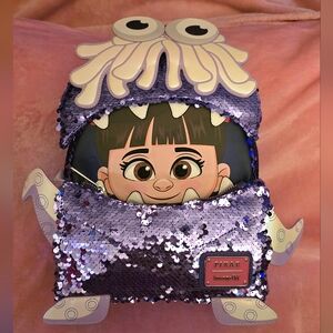 Loungefly Pixar Monsters Inc Exclusive Boo Costume Sequin Mini Backpack